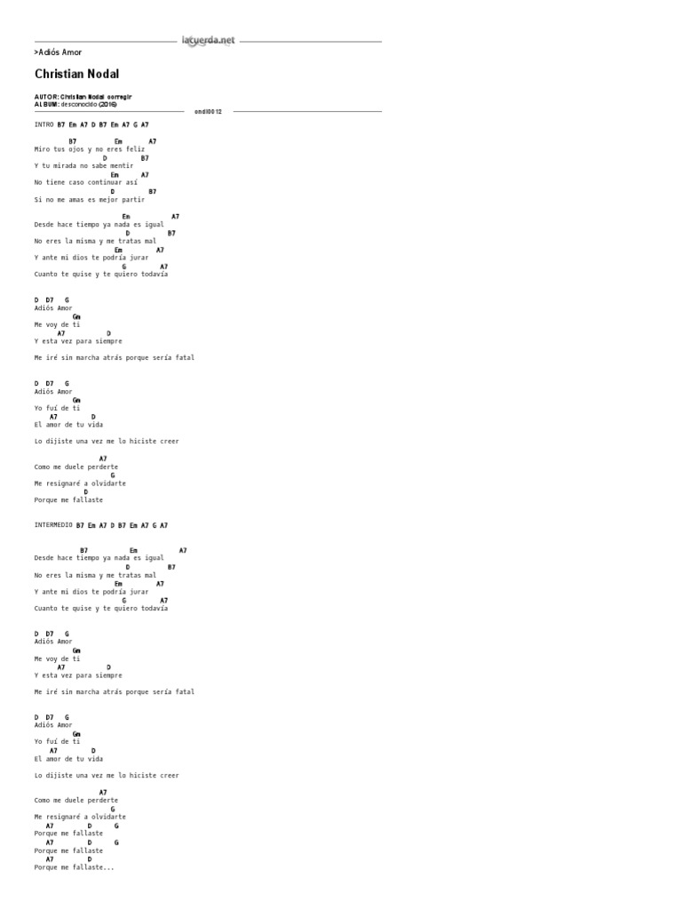 Adios amor christian nodal acordes pdf