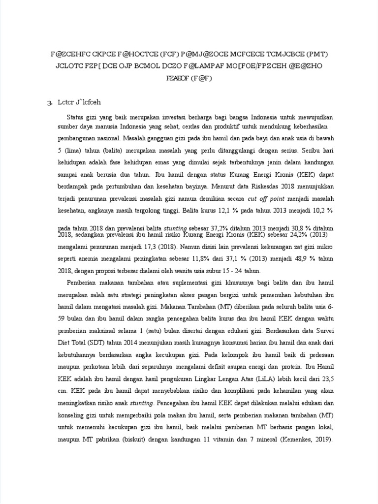 Pdf kerangka acuan kegiatan kak pmt ibu hamil kek dan balita kurus
