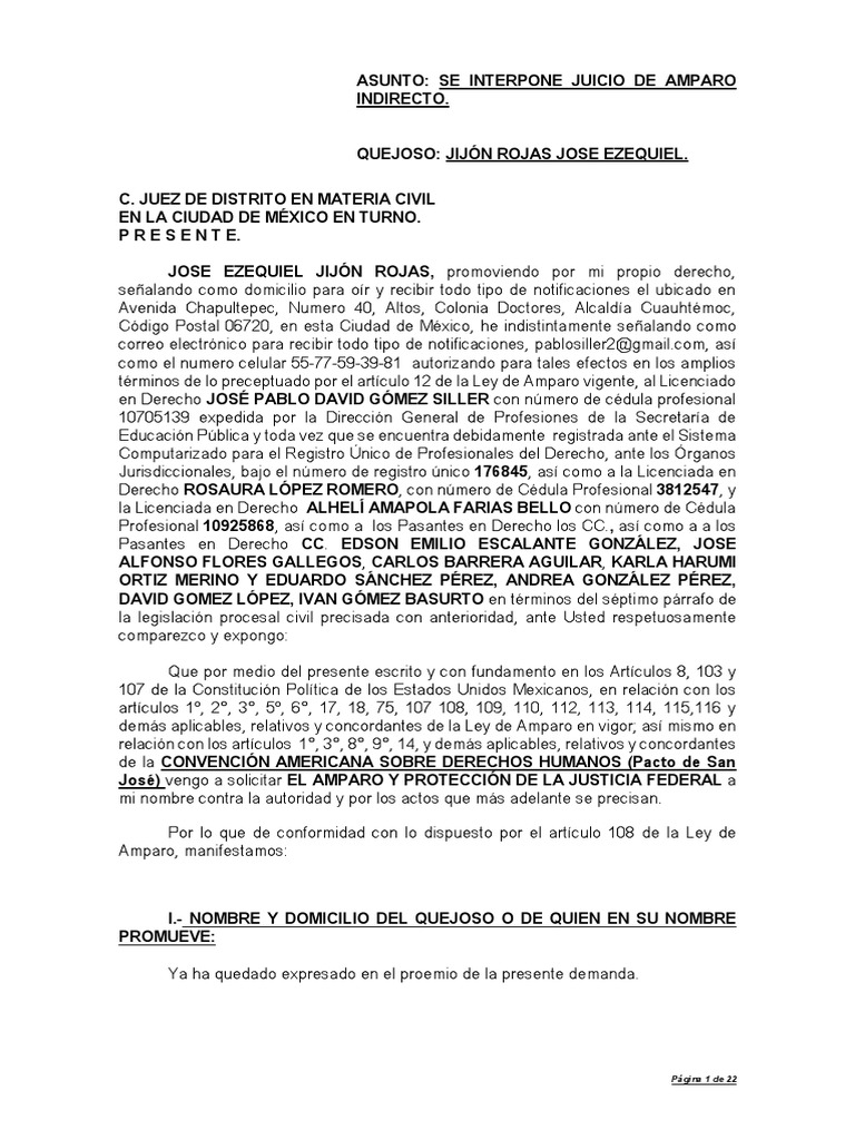 Juicio de Amparo Indirecto en México | PDF | Debido al proceso ...