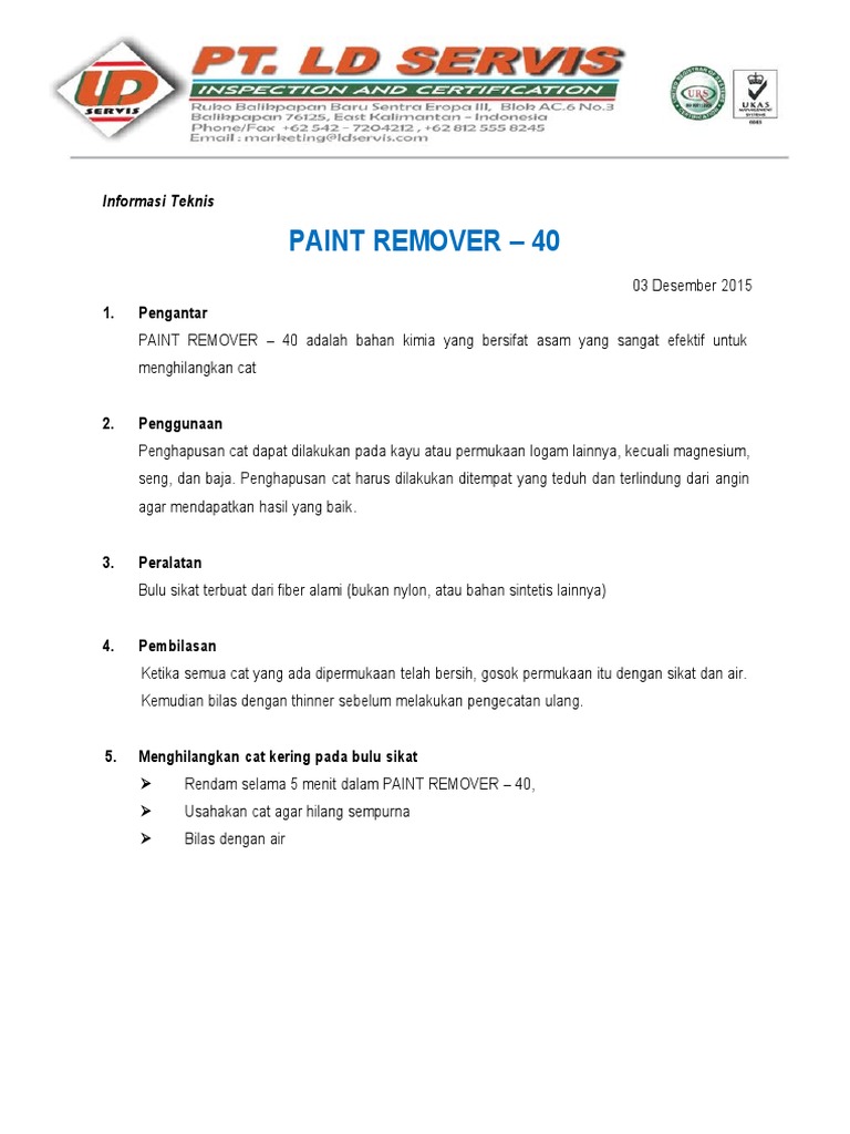 MSDS Paint Remover Indo PDF