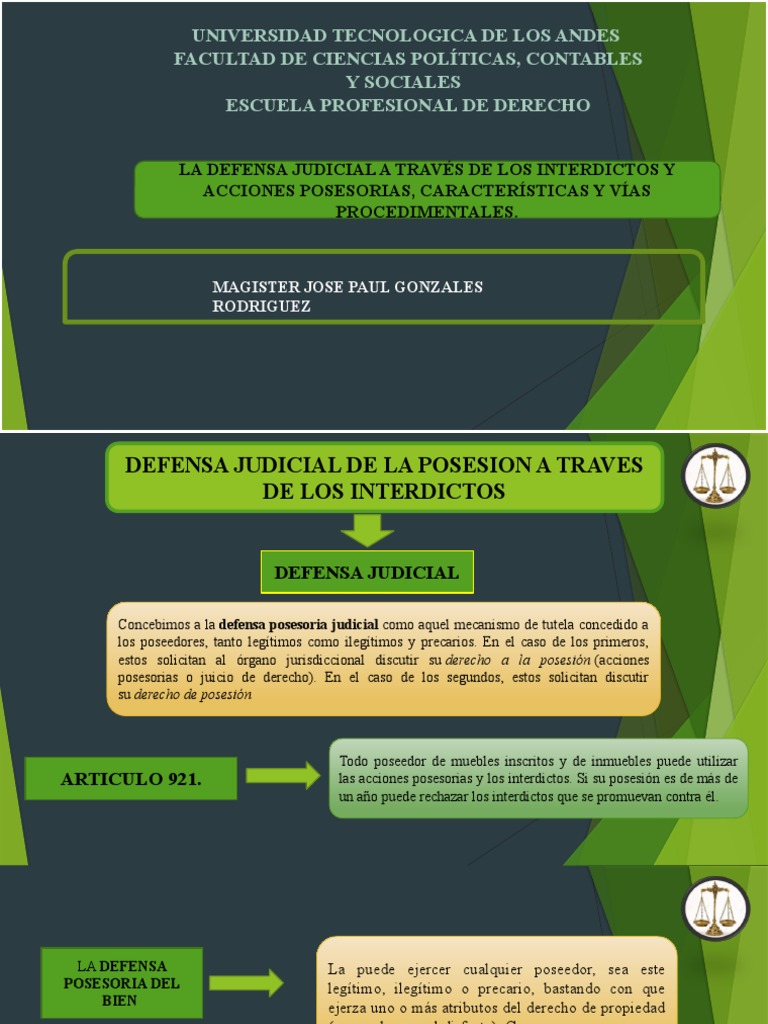 Grupo 07 Defensa Judicial Posesoria A Travez de Los Interdictos | PDF ...