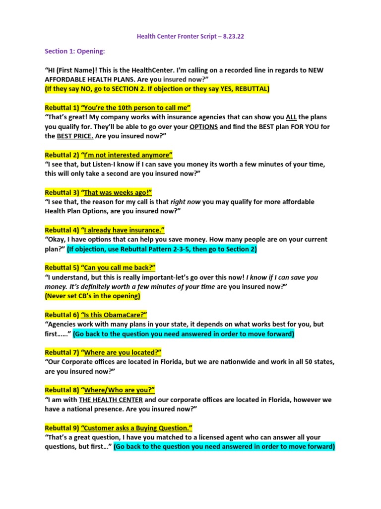 Health Center Call Script Overview | PDF | Medicaid | Health Economics