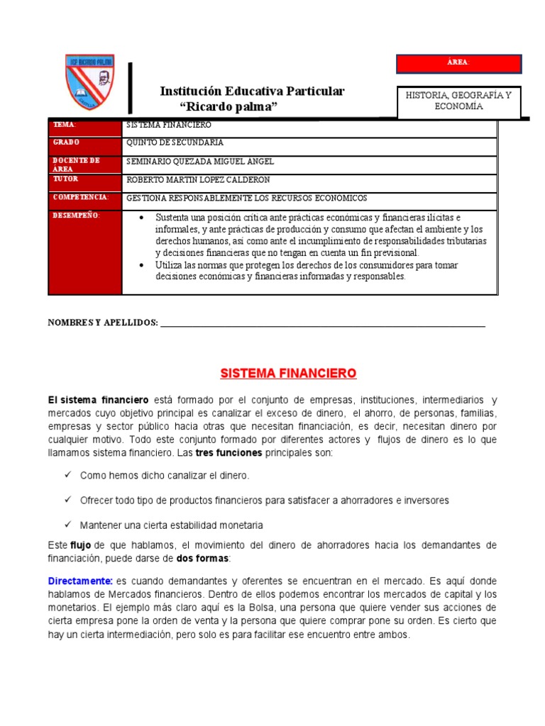 Sistema Financiero para Estudiantes | PDF | Bancos | Requisito de reserva