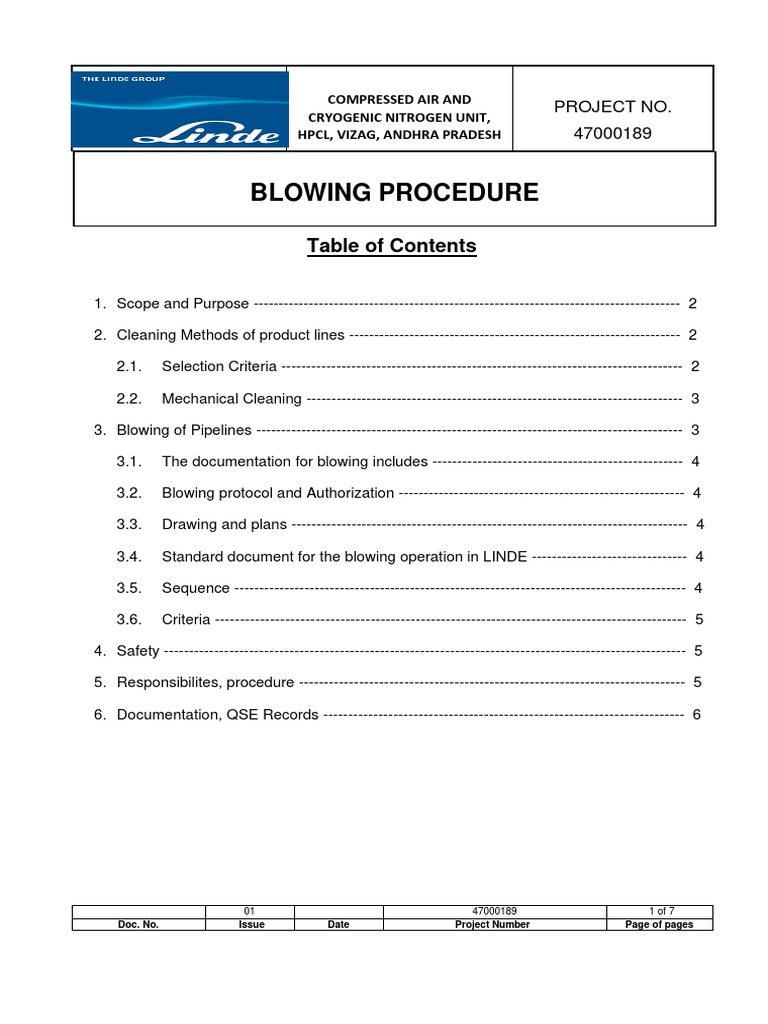 Blowing Procedure PDF