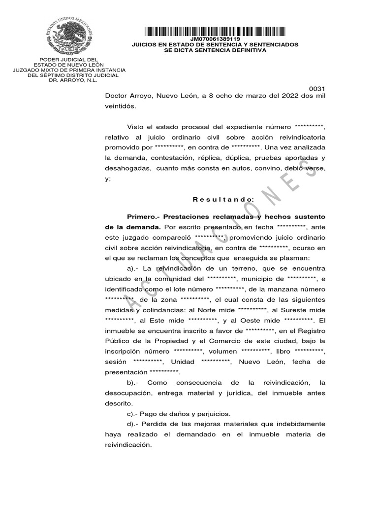 Sentencia Ordinario Civil PDF