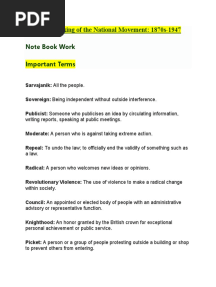 THE MAKING OF NATIONAL MOVEMENT-1870s-1947 (Note Book Work)