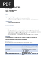 Cátedra Ingeniería de Software Asignatura: Estructura de Datos Código 00825 Primer Cuatrimestre 2022 Tareas y Proyectos
