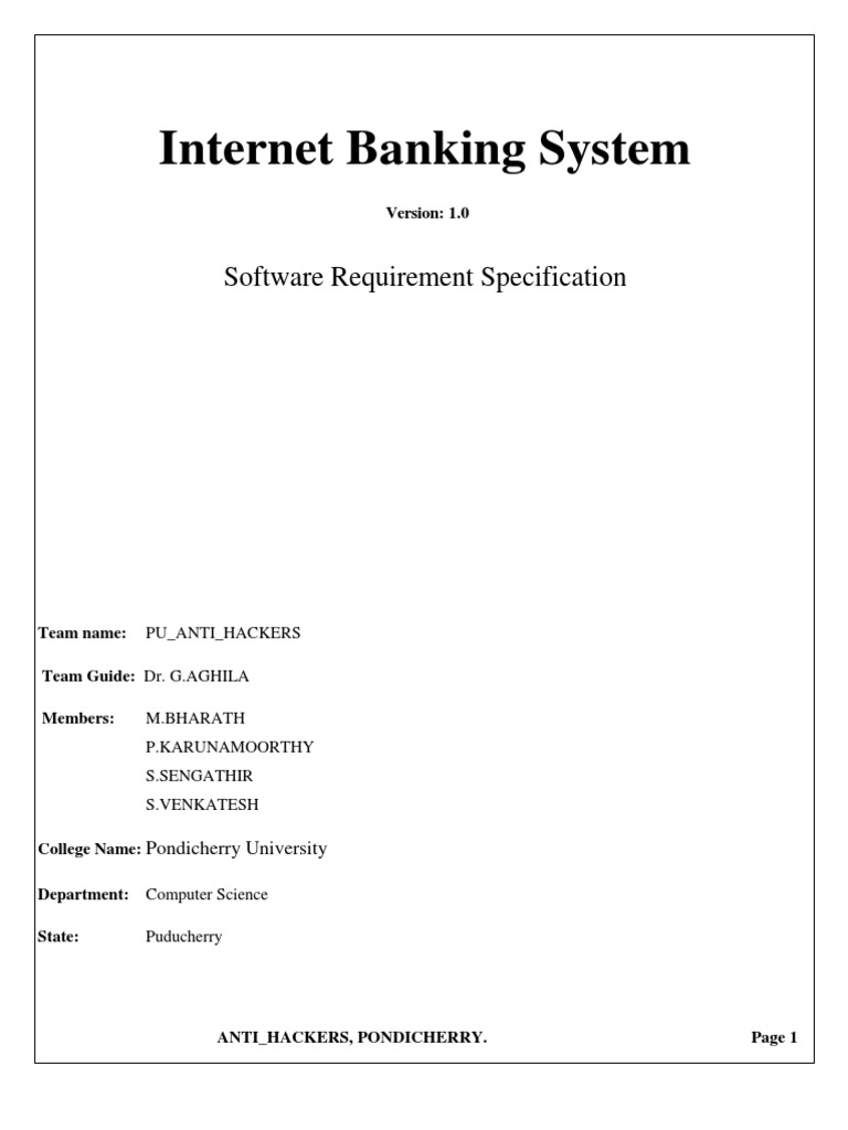 Internet Banking System Specification | PDF | Transport Layer Security ...