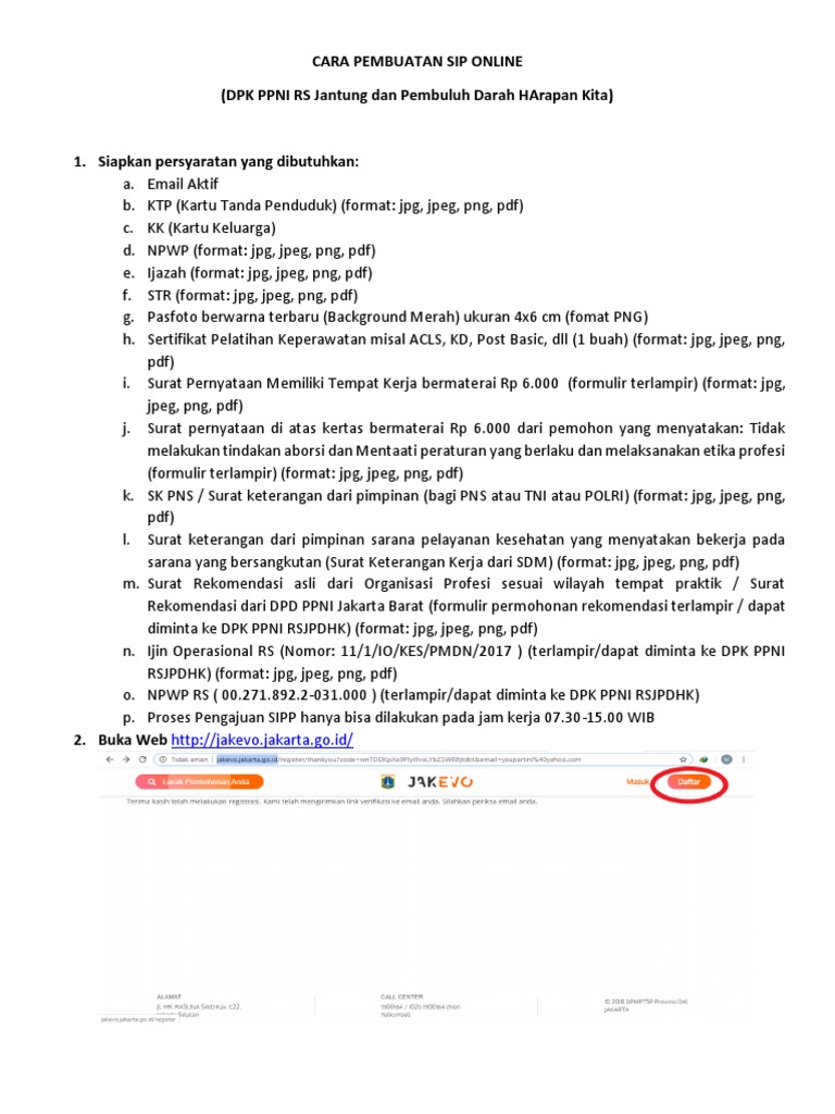 Emailing CARA MEMBUAT SIP ONLINE+Form Permohonan Rekomendasi SIP-1 | PDF