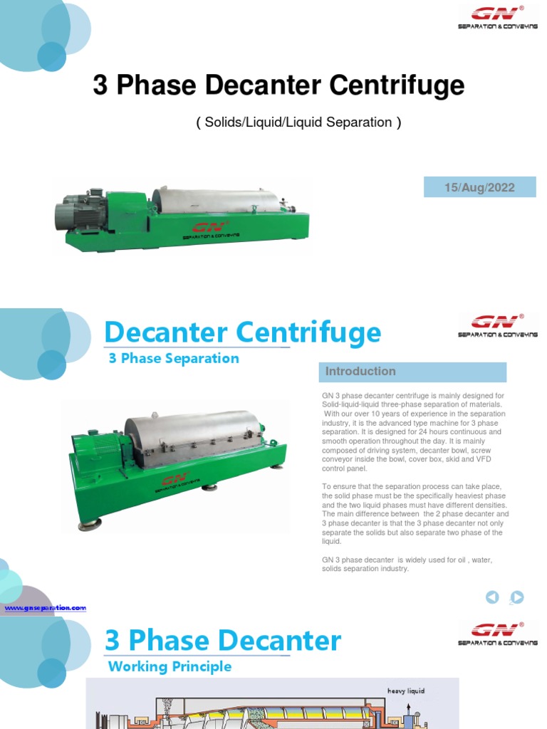 3 Phase Decanter Centrifuge PDF Centrifuge Mechanical Engineering