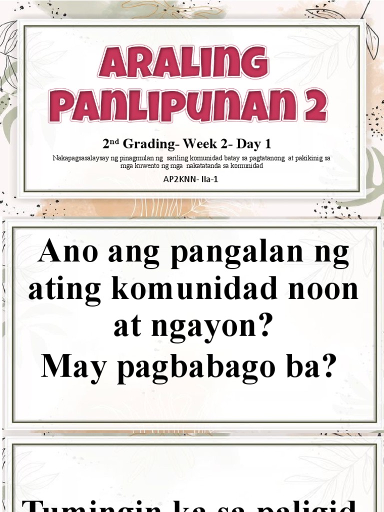 2nd Quarter AP Week 2 Day 1 | PDF | Science & Mathematics