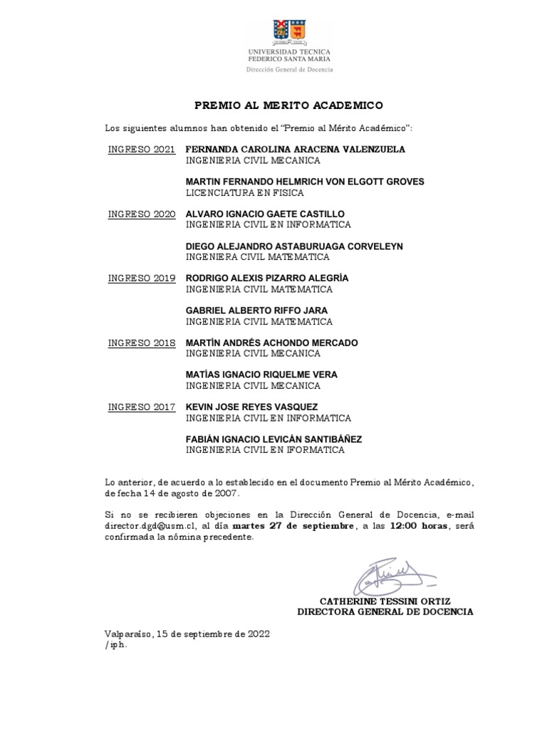 Premios Mérito Académico 2022 | PDF