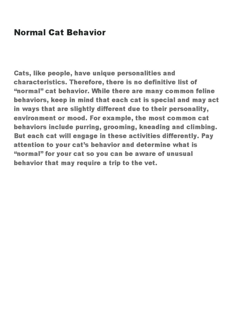 Normal Cat Behavior PDF