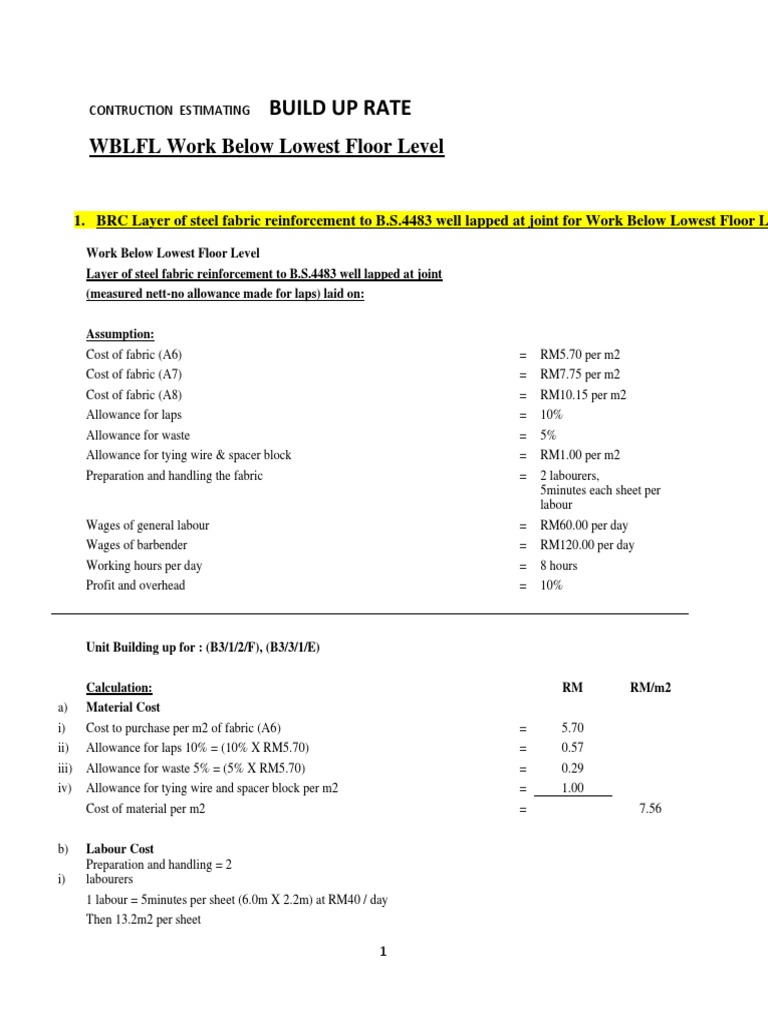 9.WBLFL Built Up Rates | Download Free PDF | Concrete | Cement