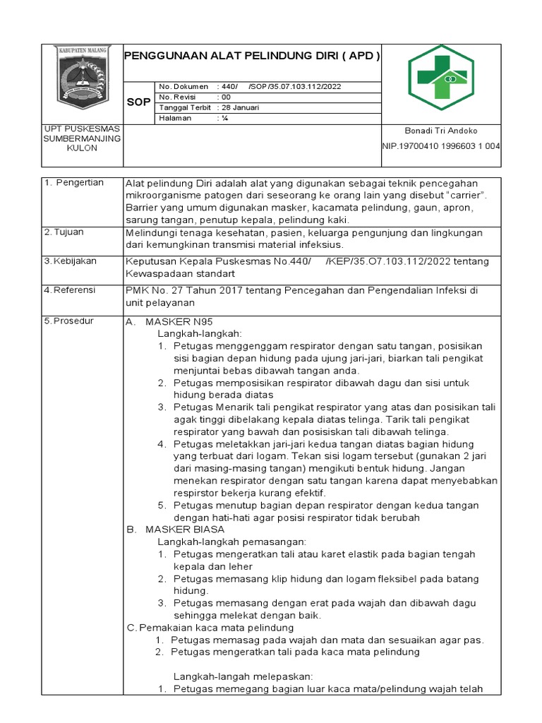 Panduan Penggunaan APD di Puskesmas | PDF | Science & Mathematics
