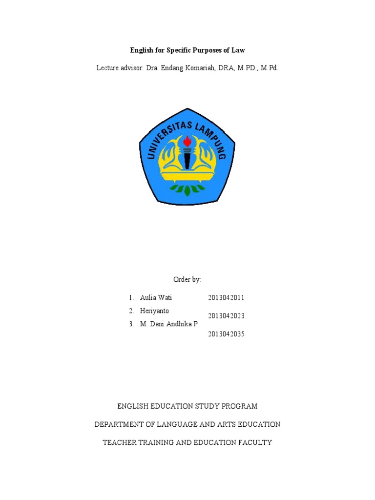English For Spesific Purposes of Law PDF Verb Adverb