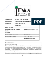 Course Outline Financial Management Dipm BSC PM 2022