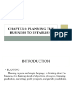 CHAPTER 6 Planning The Business To Establish