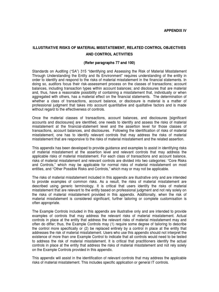 Appendix IV - RoMM Control Objectives and Control Activities | PDF ...