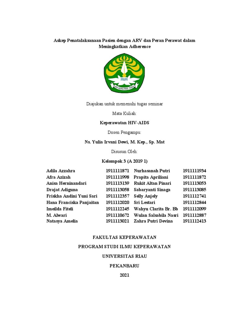 KP 8 - Askep Tatalaksana Arv - Kelompok 3 A20191 Keperawatan Hiv-Aids | PDF