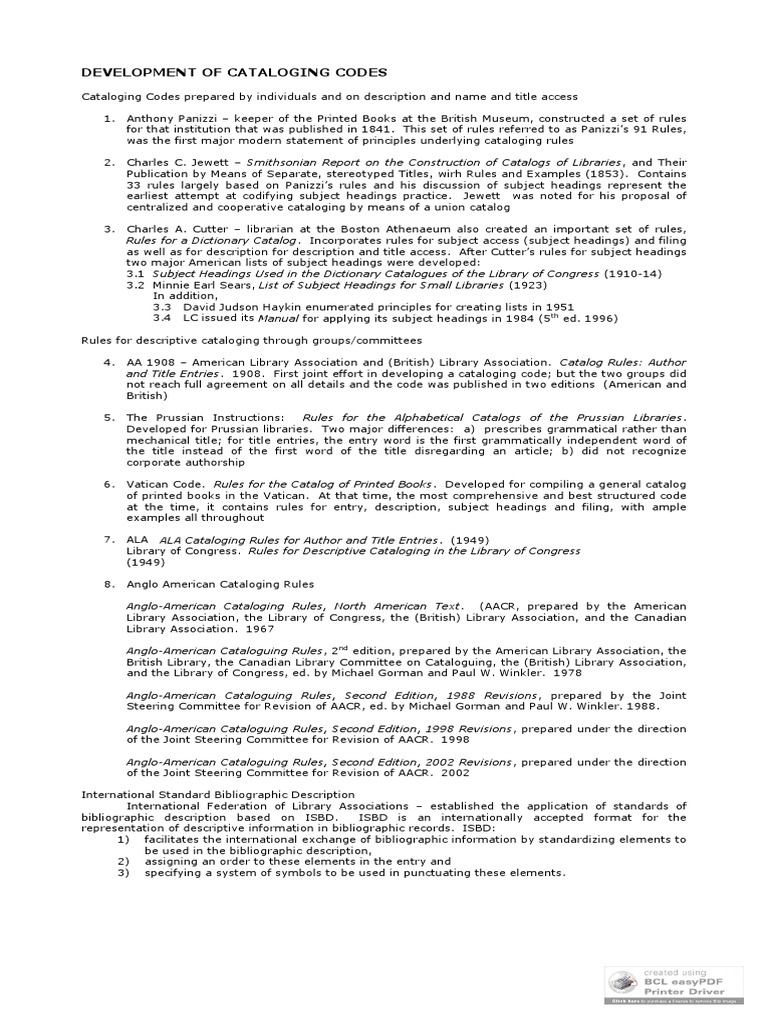 Cataloging Notes PDF Bibliography Written Communication