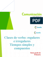 Clases de verbos regulares e irregulares en tiempo simple y compuesto