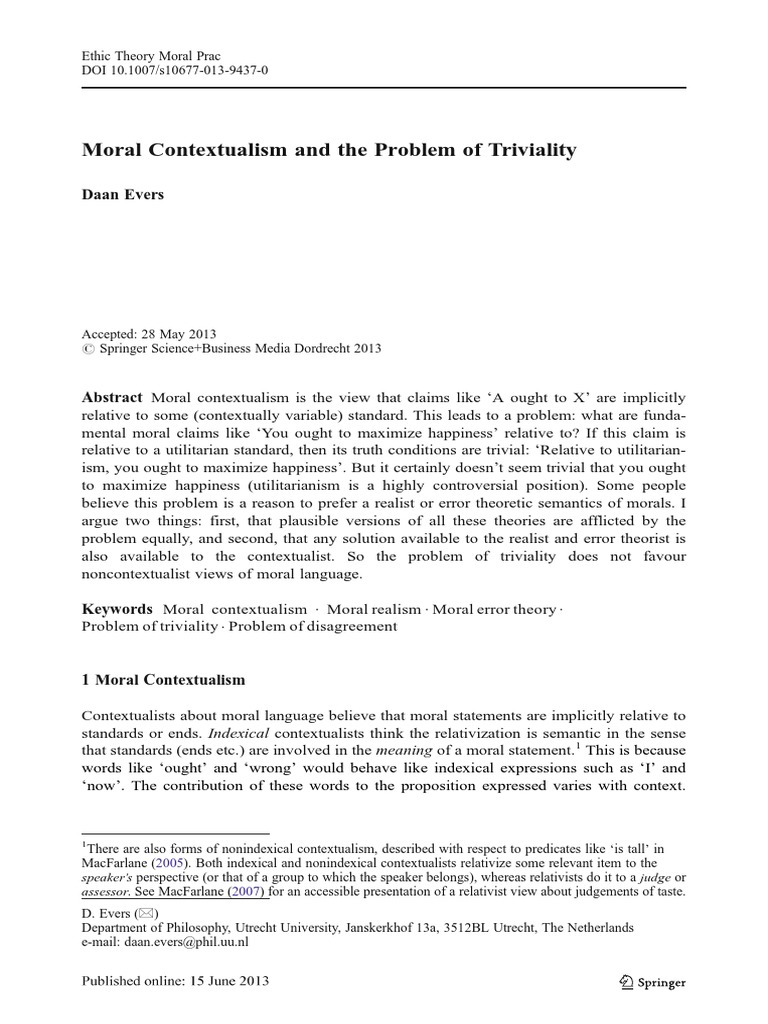 Moral Contextualism and the Problem of Triviality PDF