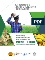 Resumen de la Politica Nacional Agropecuaria del Ecuador