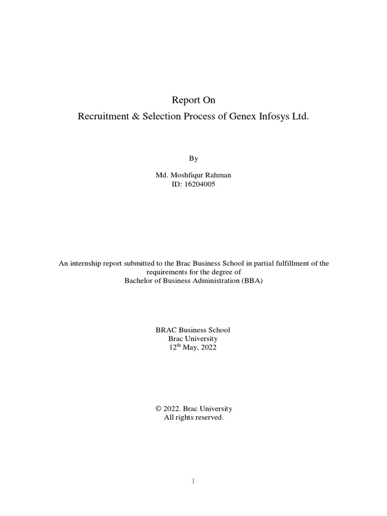 Report On Recruitment & Selection Process of Genex Infosys LTD | PDF ...