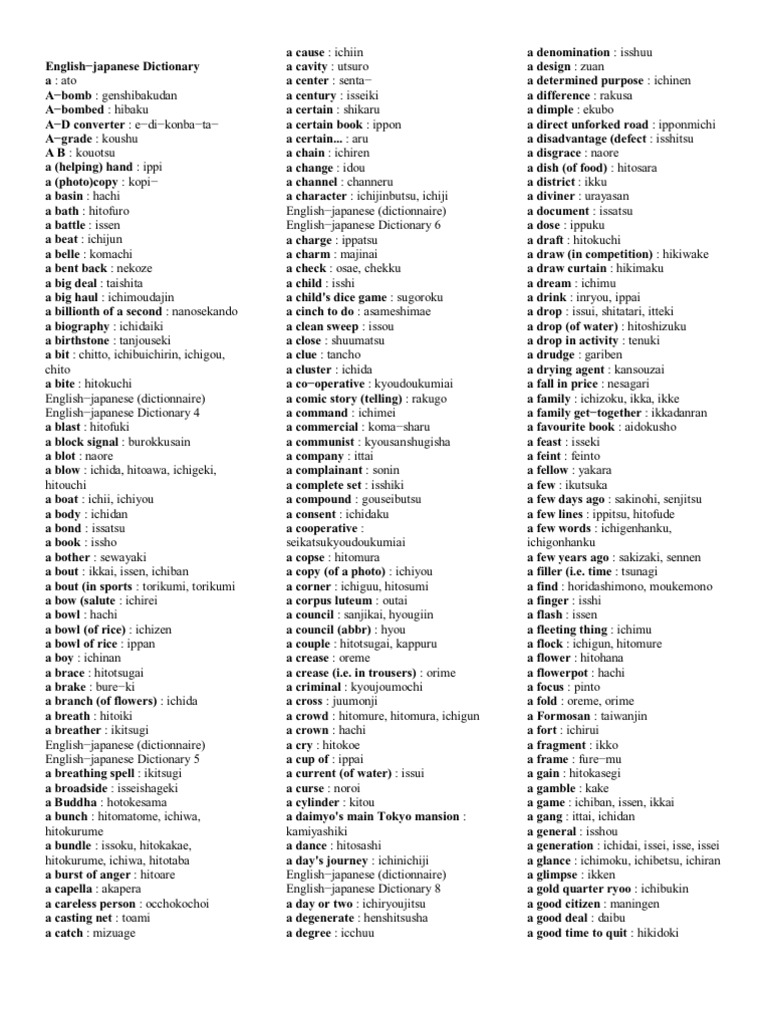 English Japanese Dictionary Pdf