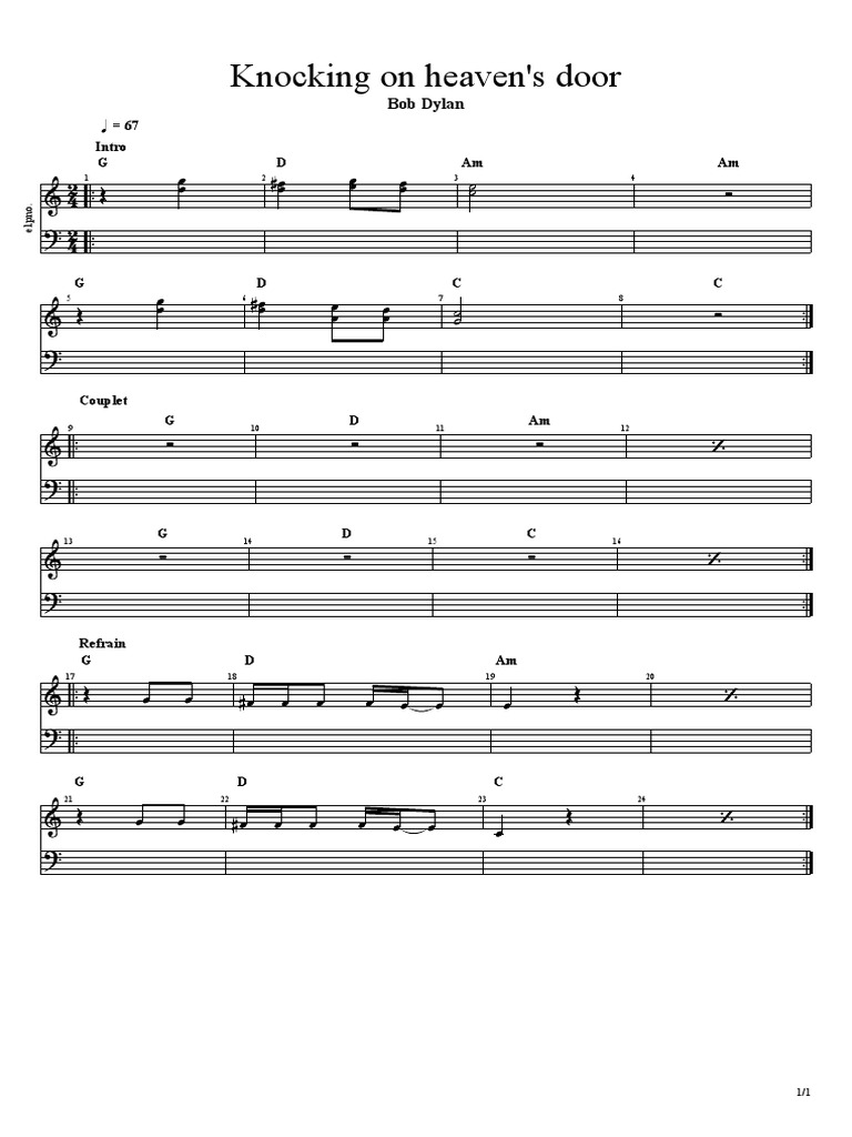 Knocking On Heaven's Door Piano PDF