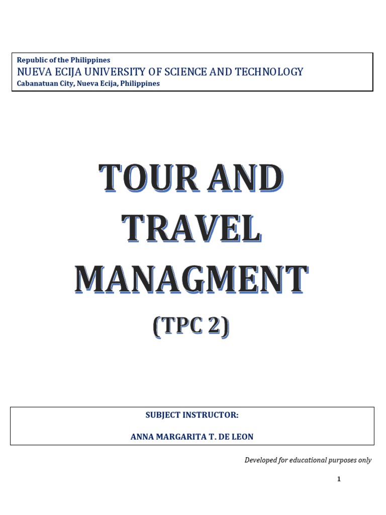 Tpc 2 Tour And Travel Management Am Deleon Updated Pdf Tourism