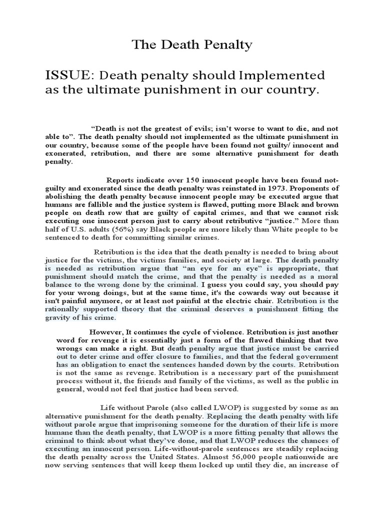 The Case Against Capital Punishment Arguments Regarding Wrongful