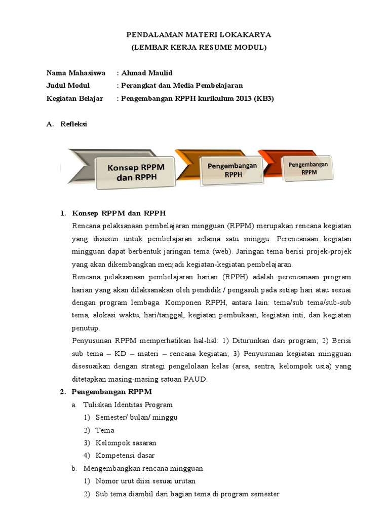Pengembangan RPPM dan RPPH PAUD | PDF | Karier & Perkembangan