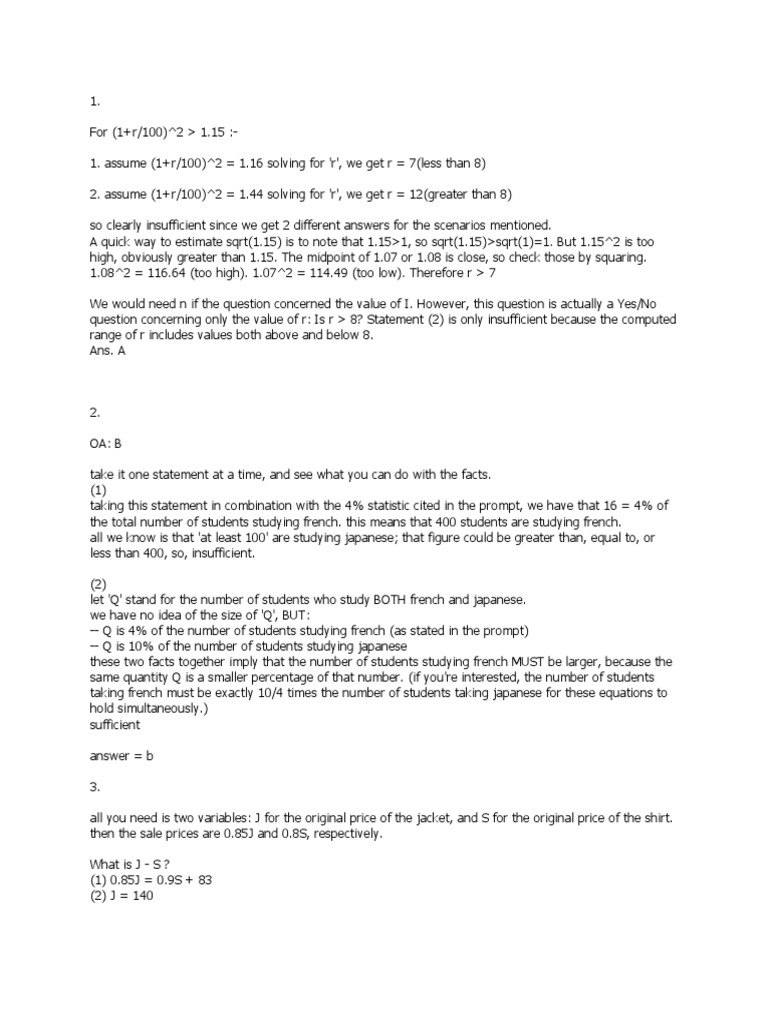 Quant Word Problems Solution | PDF | Fraction (Mathematics) | Ratio