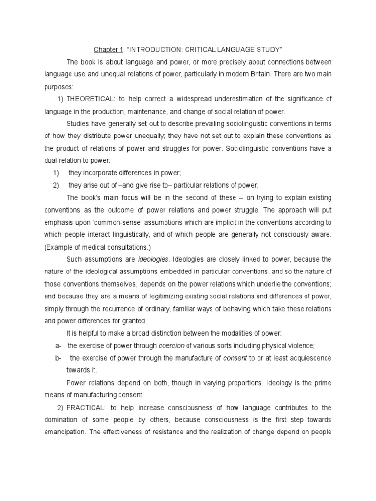Critical Language Study and Power | PDF | Linguistics | Power (Social ...