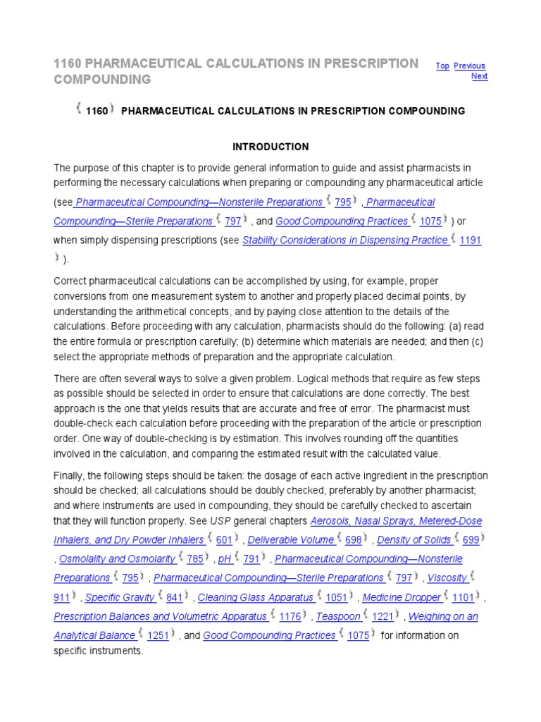 Pharmaceutical Calculations USP PDF Buffer Solution Significant