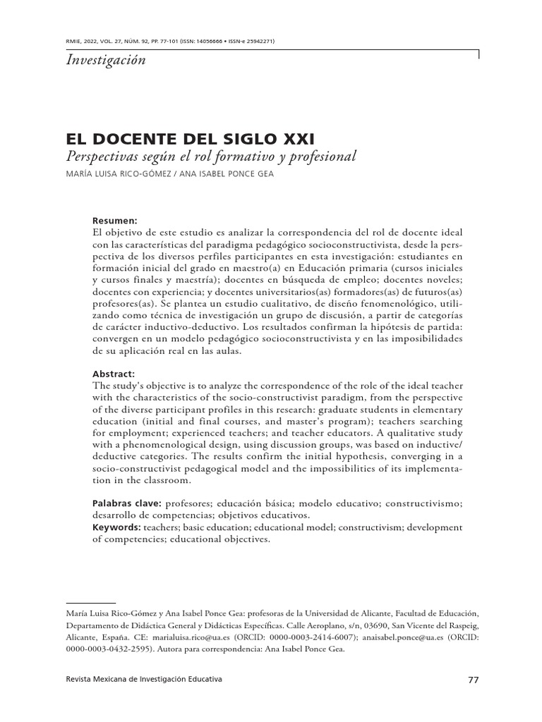 El Docente Del Siglo XXI - Perspectivas Según El Rol Formativo y ...