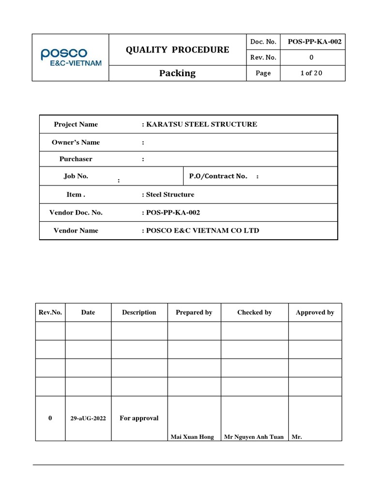 Packing Procedure (STEEL STRUCTURE) PDF Pallet Packaging And Labeling
