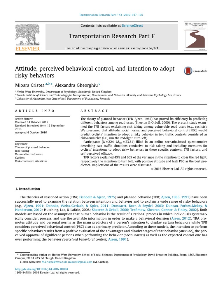 Attitude, Perceived Behavioral Control, and Intention To Adopt Risky ...