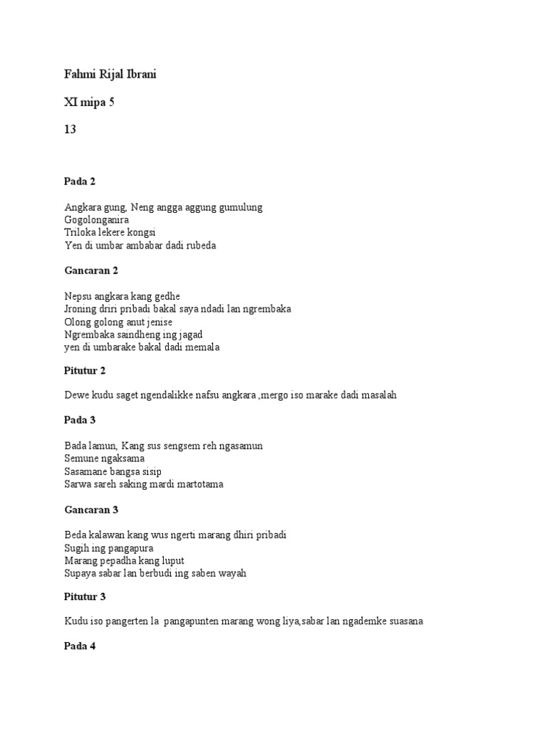 Tembang Macapat Pupuh Pocung Pdf