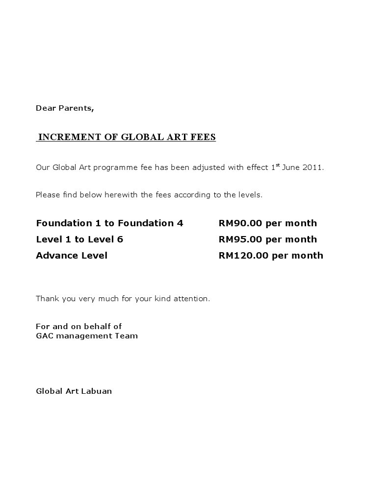 Global Art Programme Fee Update | PDF | Business