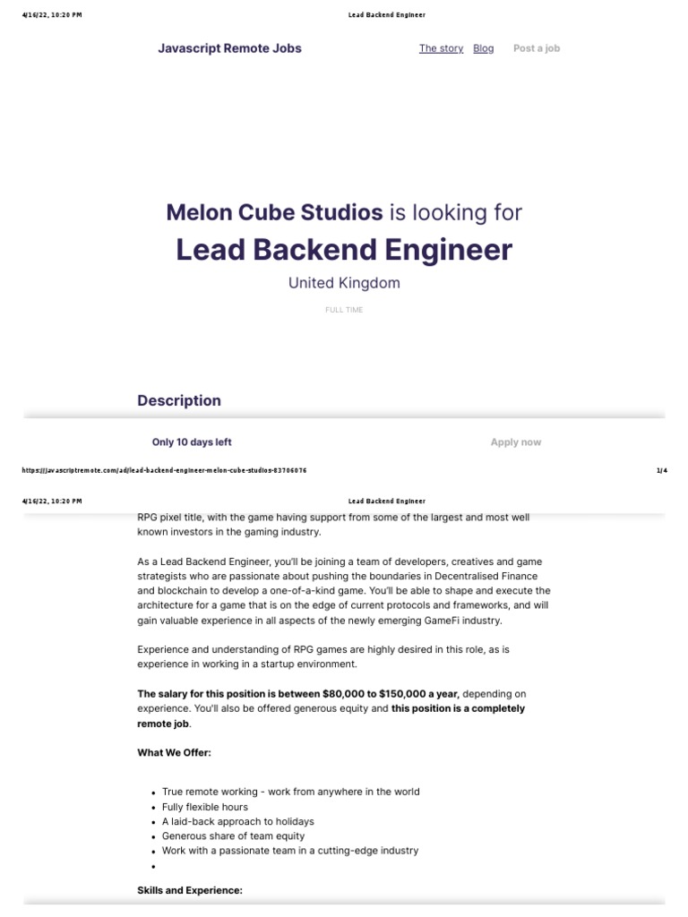 Lead Backend Engineer PDF