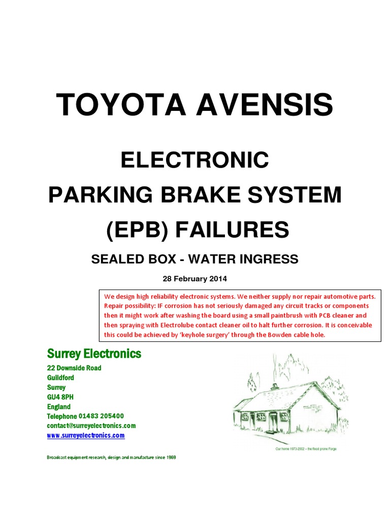Toyota Avensis Electronic Parking Brake System PDF Printed Circuit