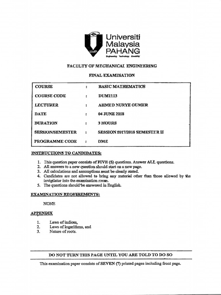 Dum1113 Basic Mathematic | PDF | Mathematical Analysis | Mathematical ...
