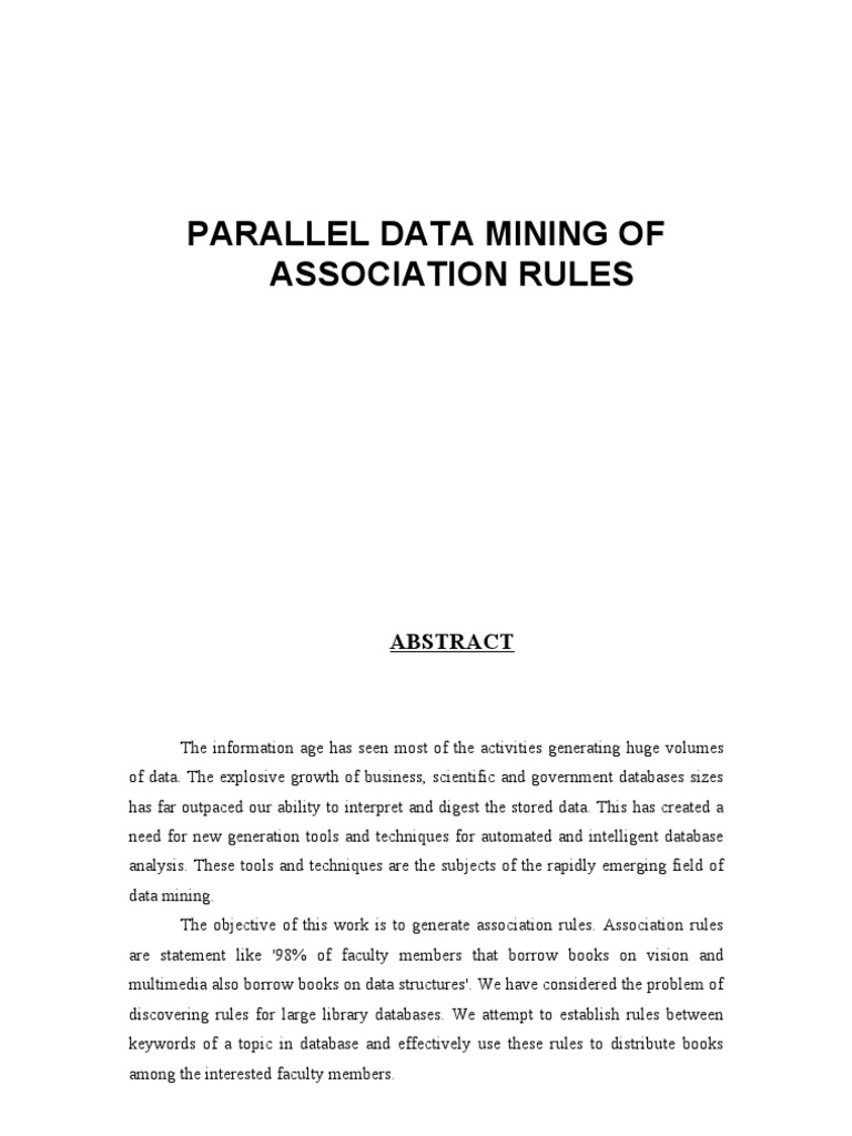 Parallel Data Mining of Association Rules | PDF | Data Mining ...