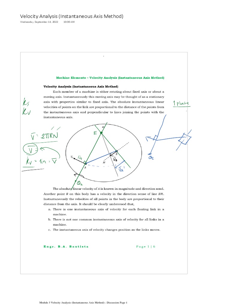 Instantaneous Axis Velocity Analysis | PDF
