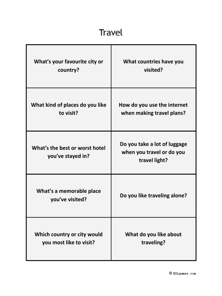 Conversation Questions Travel PDF