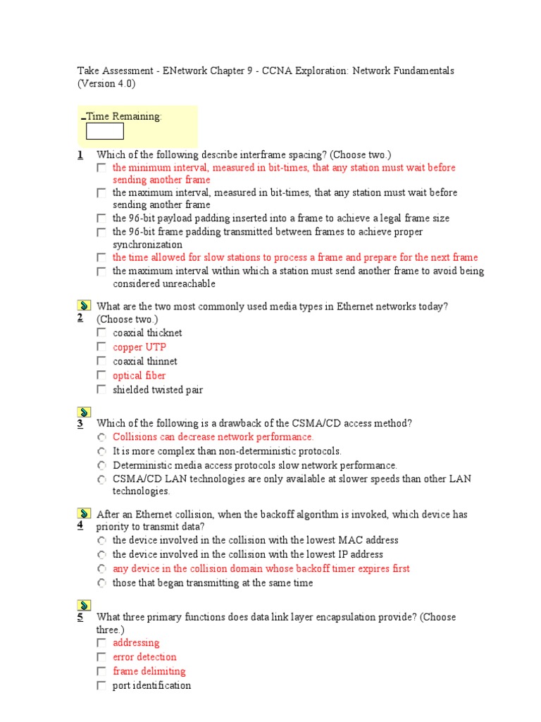 CCNA Exploration: Network Fundamentals Exam | PDF | Ethernet | Computer ...