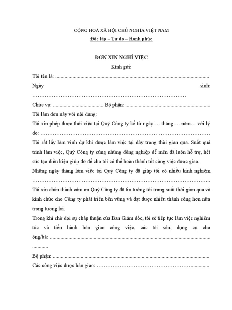 Xin Nghi Viec